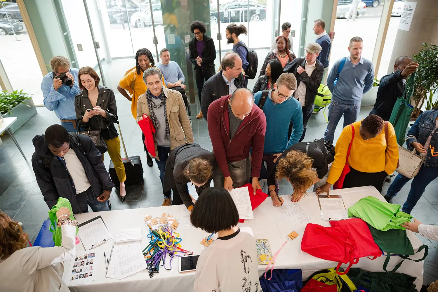 Participants signing into an event